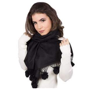 Manta Tricô Pompom Pelo