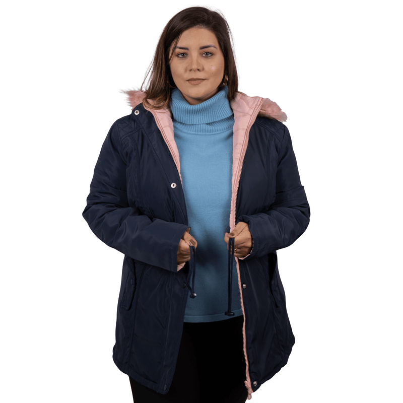 Parka Dupla Face Feminina Casaco Plus Size Neve Frio Intenso com