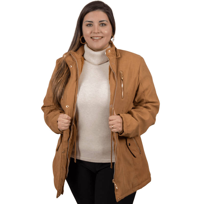 Casaco Plus Size Fleece Bege Sem Capuz