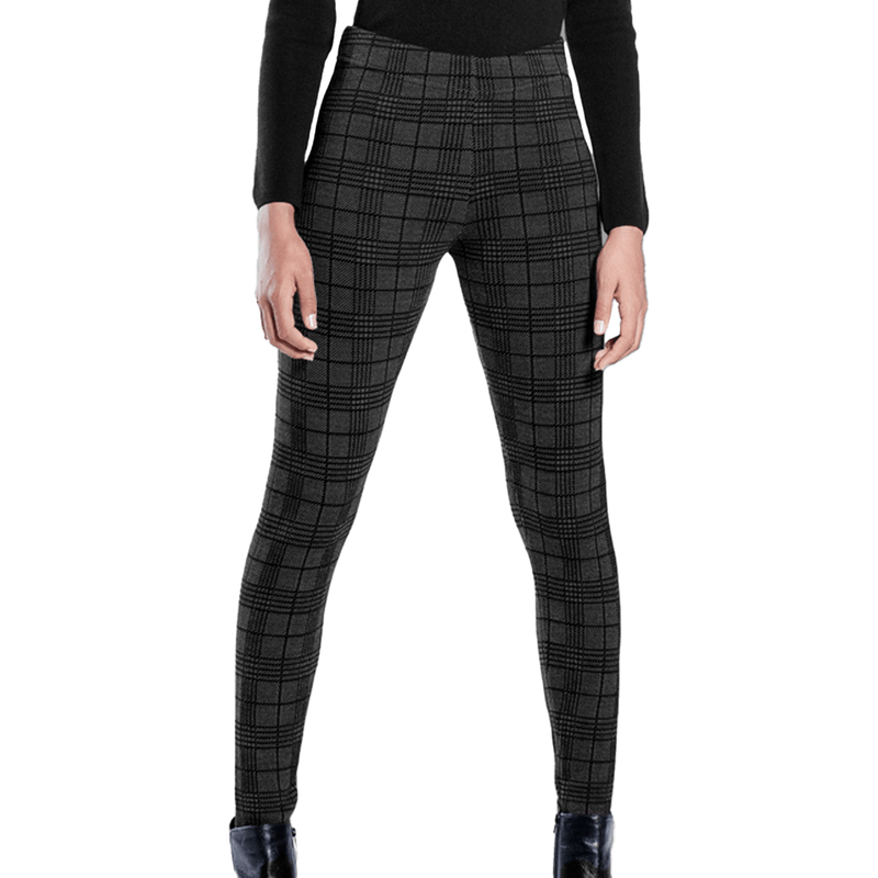 SHEIN Lady Calças Leggings Femininas De Cintura Alta, Longas E Tricotadas  Em Xadrez