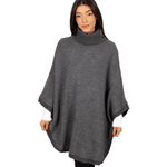 Poncho-Mesclado-Gola-Alta-Cinza