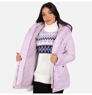 Parka Forrada Feminina Capuz Pele Mya