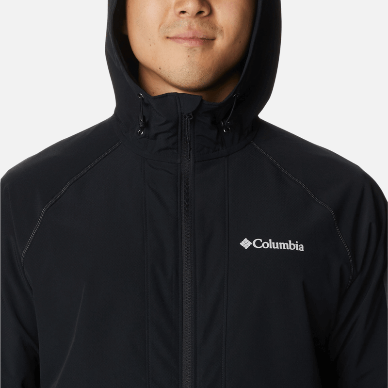Jaqueta-columbia-masculina-softshell-com-capuz-tall-heights-preto-frente