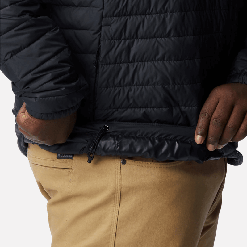 Jaqueta-plus-size-columbia-masculina-ultra-leve-sem-capuz-silver-falls-preto-ajustavel