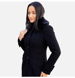 Sobretudo Feminino Boucle Gola Pelo