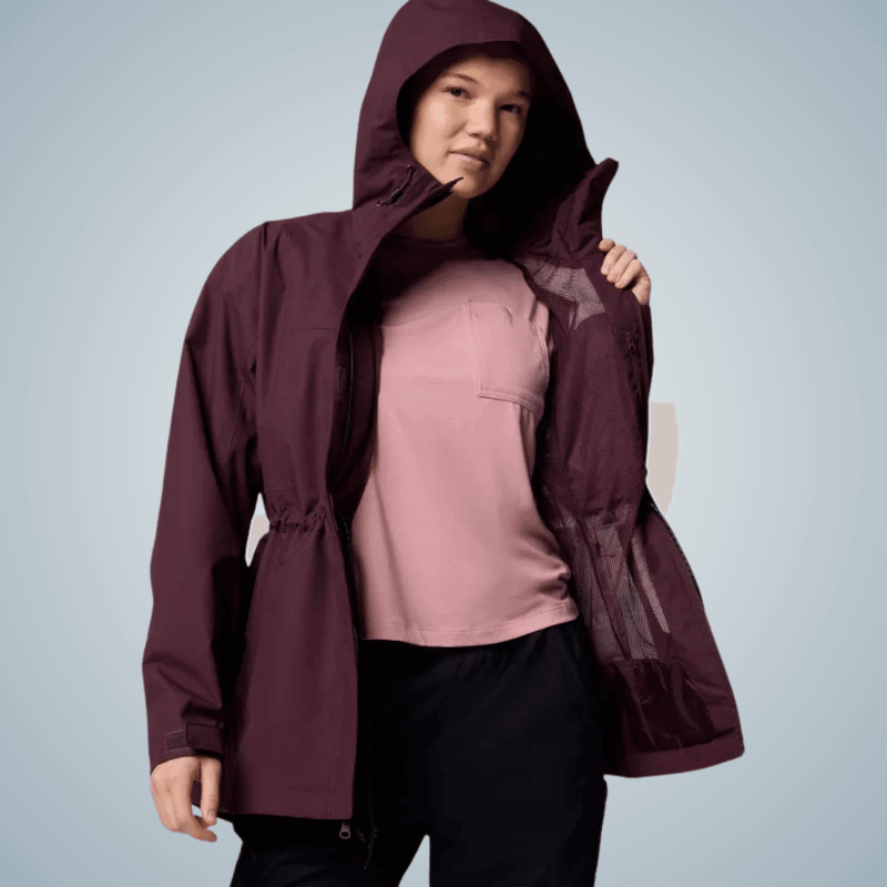 parka feminina inverno chuva columbia hikebound vinho